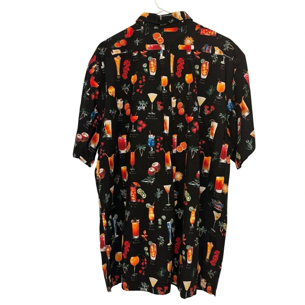 Weekender Traveler Men's VTG Novelty Mixed Drinks SS Button Up Black Multi XL